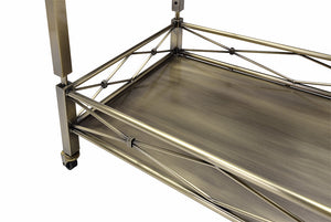 Matiesen Clear Glass & Antique Gold Finish Serving Cart