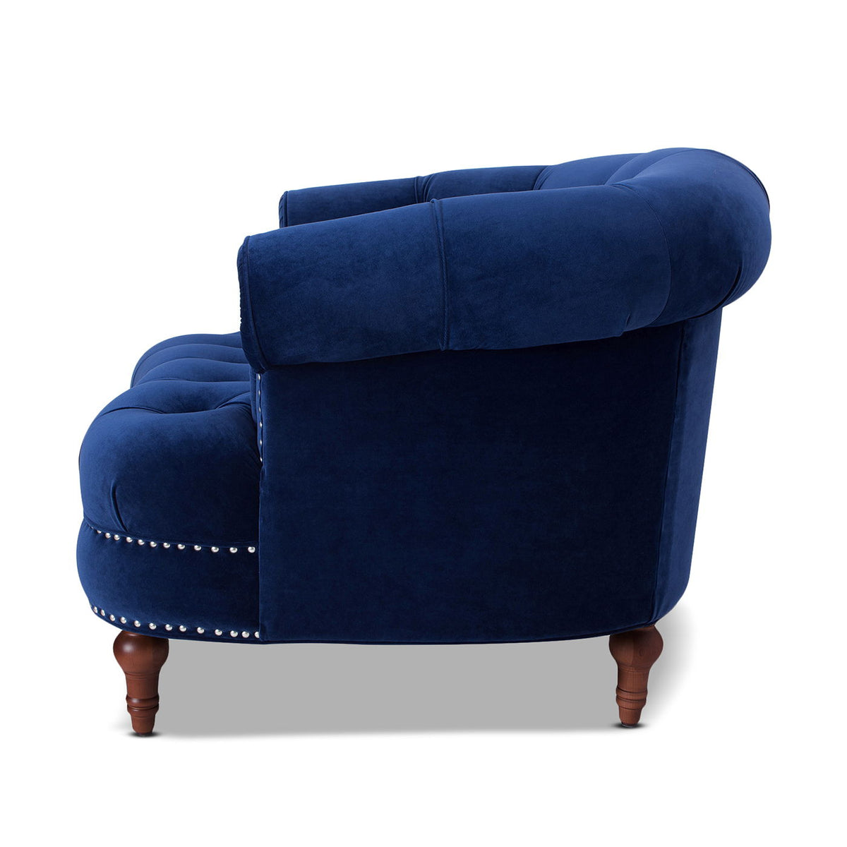 Victorian Tufted Upholstered Accent Chair with Nailhead Trim - Dark Red, Blue, or Pink