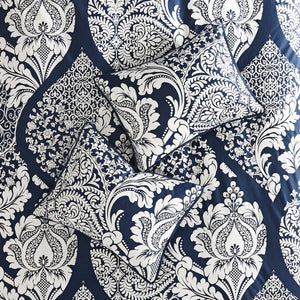 7 Piece Cotton Printed Comforter Set - Indigo - Cal King