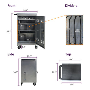 Mobile Charging Cart Station for Chromebook, Tablet and Laptop Computer with Power Strip Included