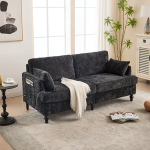 2 Seater Sofa With LED Light, USB Charging Port, And Storage Bag