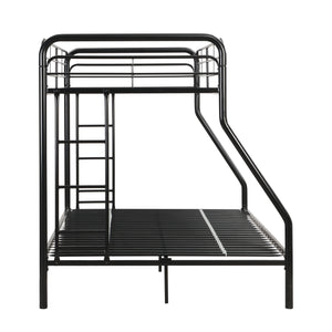 Modern Twin Over Full Metal Bunk Bed With Trundle And Dual Side Ladder And Metal Design - Black / Brown