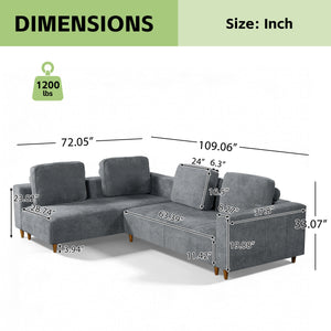 2-Piece 109" L-Shape Convertible Sectional Sofa