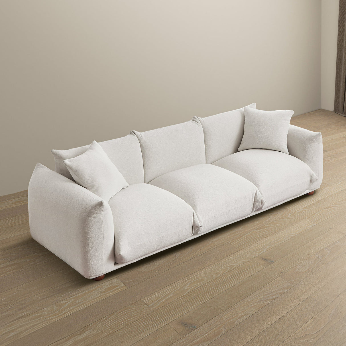 Kely Modern 100'' Cream Boucle Upholstered Sofa