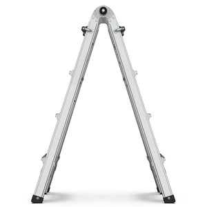 Multi-Position Foldable Aluminum Ladder, A-Frame And Straight Ladder, Ansi 250Lbs - Gray