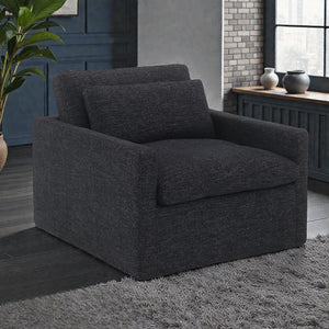 Frederick Dark Gray Fabric Swivel Chair w/Pillow