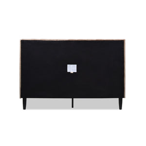 Aspen Vertical Tufted Modern Headboard Platform Bed Set, Queen, Mink Beige Performance Velvet