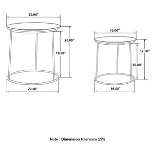 2 Piece Nesting Table With Embossed Tops And Base - Black