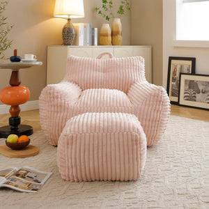 Giant Bean Bag Chair With Armrests And Footstool