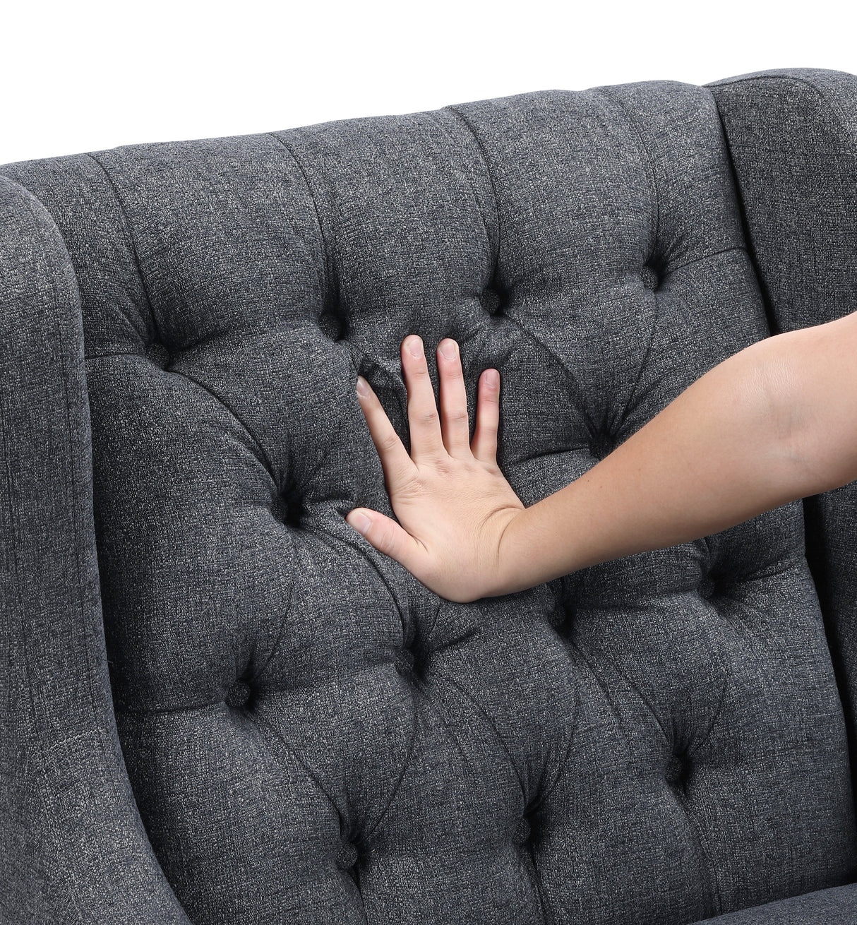 Button-Tufted Upholstered High Back Accent Chair