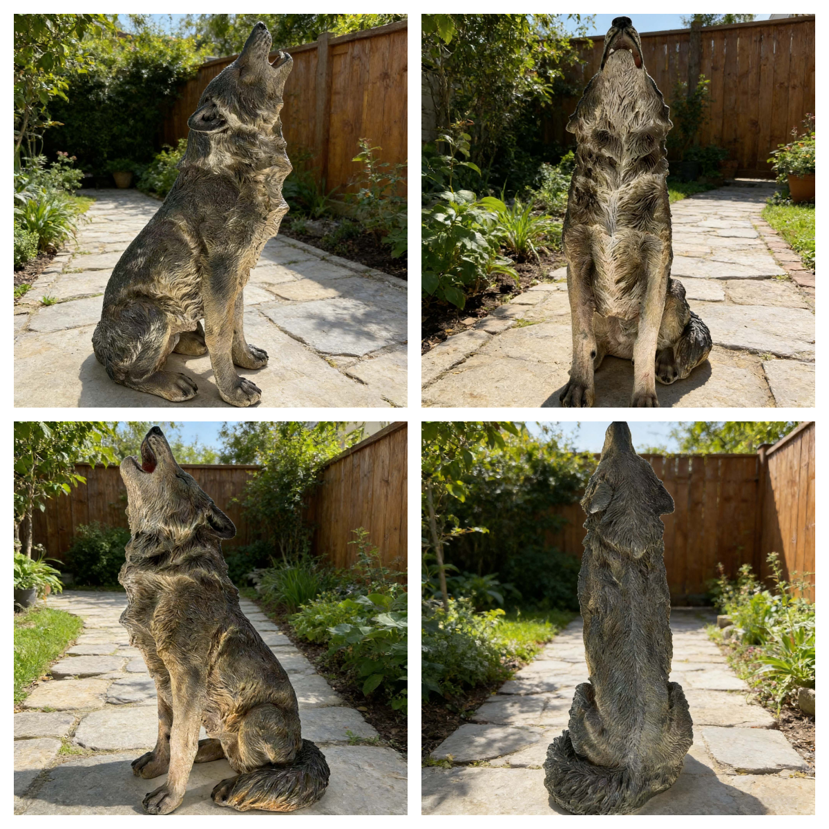 29.72' H x 17.91' L Simulated Howling Wolf Garden Statue