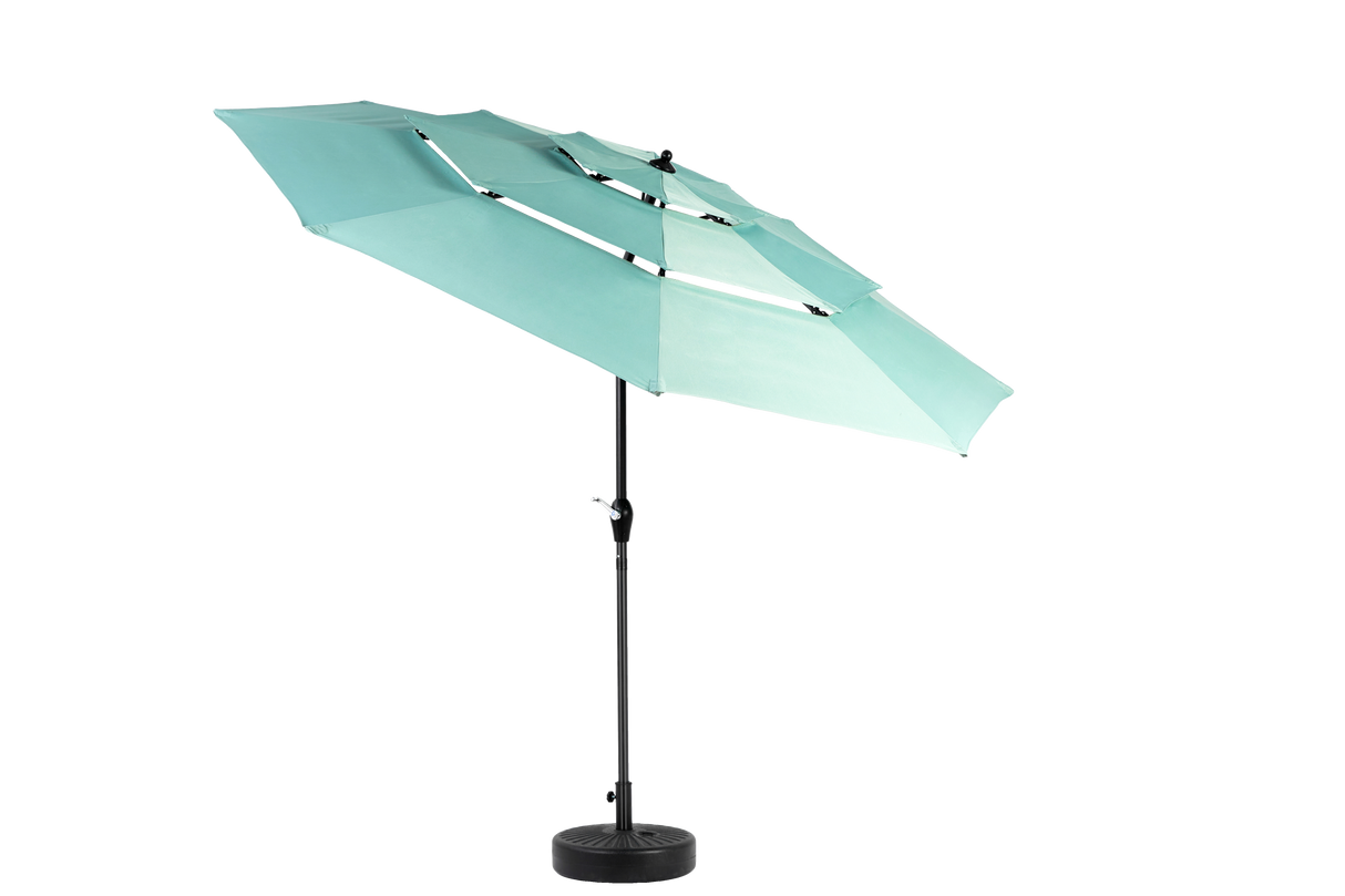 Aluminium 10ft 3 Tier Auto-Tilt Outdoor Patio Umbrella - Light Green