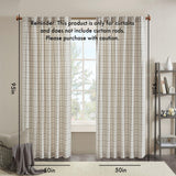 Plaid Rod Pocket and Back Tab Curtain Panel with Fleece Lining Natural 50x95