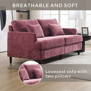 Mid Century Modern Fabric Loveseat Sofa, 2 Seat Upholstered Couch