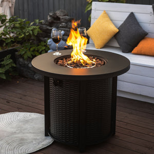 30" Propane Gas Fire Pit Table, 50000 BTU Round Steel Fire Pit