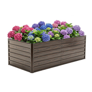 Walnut Raised Metal Garden Bed Kit with Safety Edging - 74.6" x 35.4" x 25"