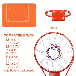 18" Steel Basketball Rim Replacement with Net