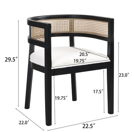 Barrel Dining Chair with Rattan Back, Set of 2