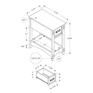 Accent End Table, 2 Tier, Narrow, Storage Drawer, Transitional - Walnut