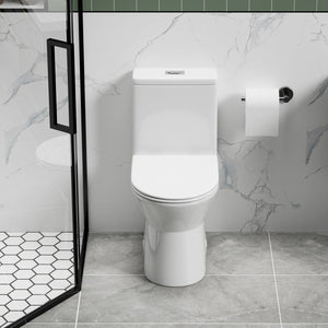 1 Piece Toilet With Dual Flush & Rimless Bowl - Glossy White