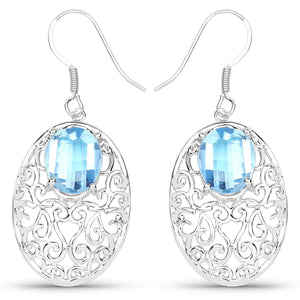 10.72 Carat Genuine Blue Topaz .925 Sterling Silver Earrings