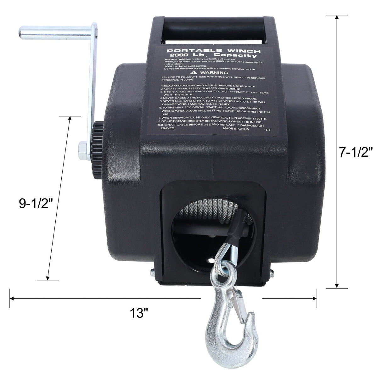 Reversible Electric Trailer Winch For Boats Up To 5000 Lbs With Galvanized Wire Rope And Casing - Black