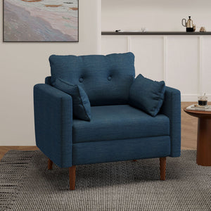 Enchantica - Upholstered Fabric Club Chair With Button Tufted And 2 Accent Pillows