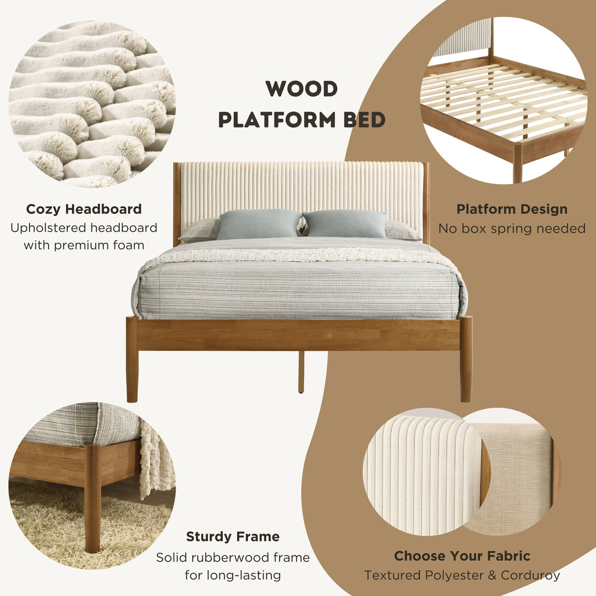 Vichy 4-Piece Rubberwood Queen Bedroom Set