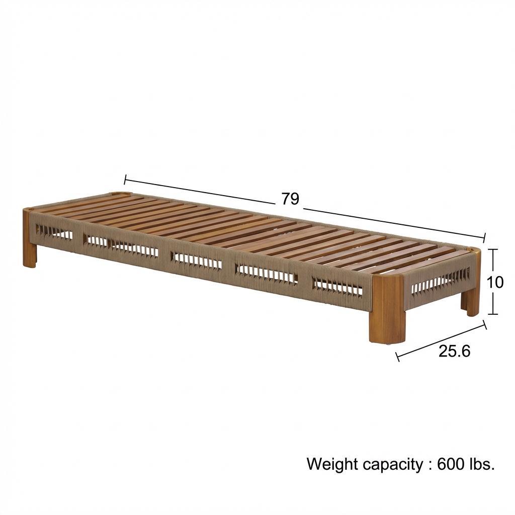 Acacia Wood Outdoor Chaise Lounge with Adjustable Backrest