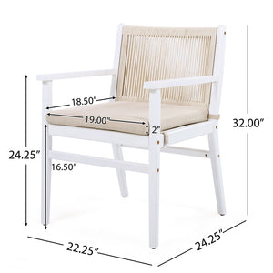 Outdoor Acacia Wood Patio Dining Armchair (Set of 2)