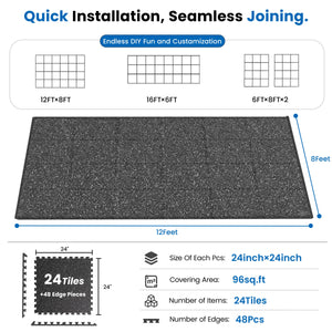 0.6 Inch Thick Gym Floor Mats with EVA Foam