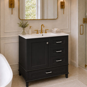 36" Black Bathroom Vanity Cabinet