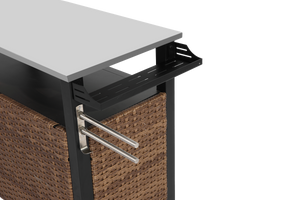 Outdoor Kitchen Wicker Island Rolling Cart & Storage Cabinet Brown