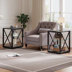 Set of 2 Modern End Tables for Bedroom & Living Room