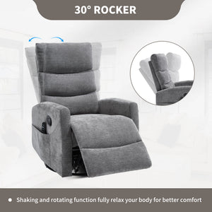 Heat Massage Manual Recliner Chair with Rocker and Swivel in Fabric