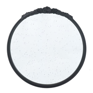 Round Hand Carved Rose Antique Mirror Frame, Wall Mirror For Live Space