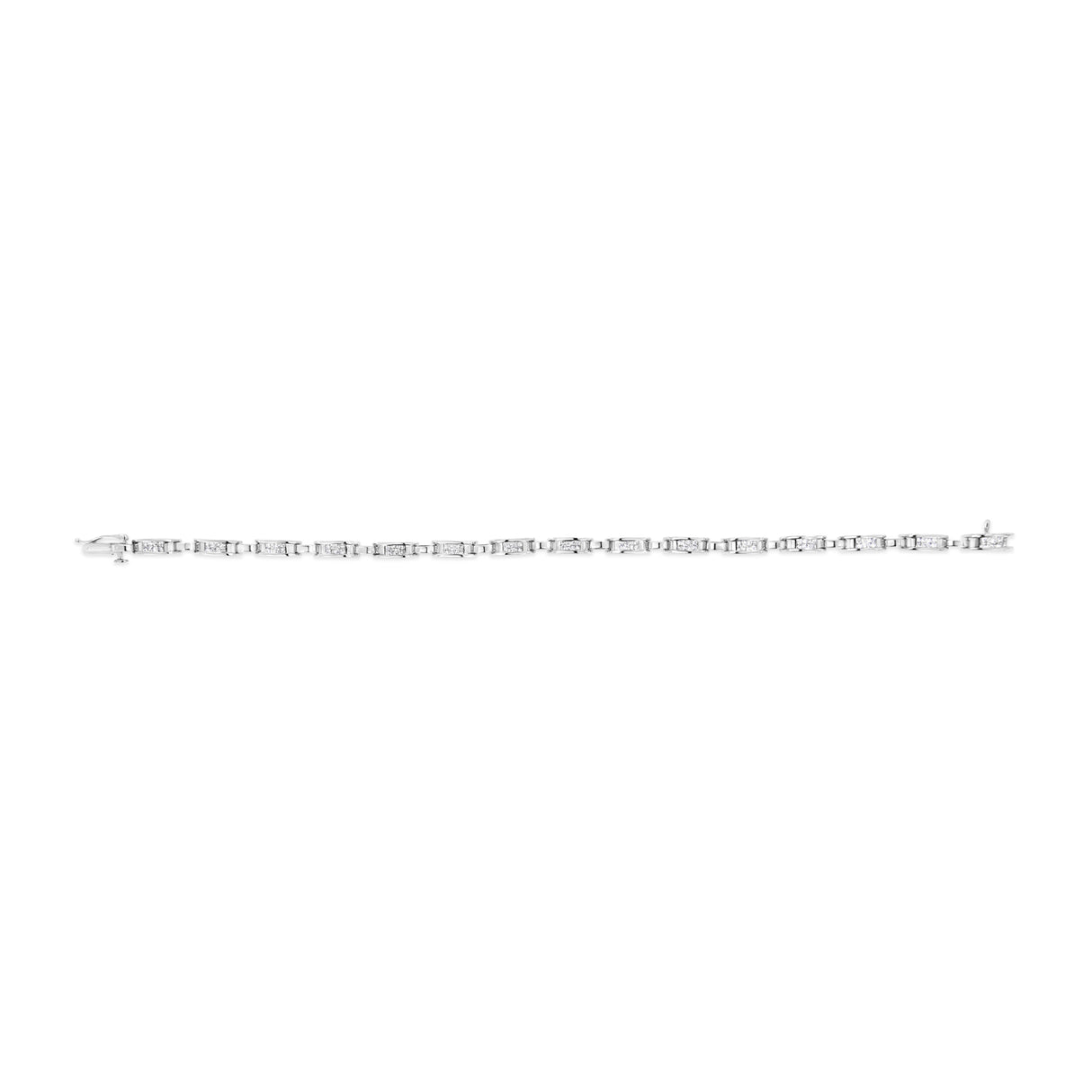 14K White Gold 1.00 Cttw Princess-Cut Diamond Link Bracelet (I-J Color, I1-I2 Clarity) - Size 7.25