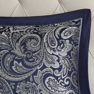 12 Piece Comforter Set with Cotton Bed Sheets Navy Cal King