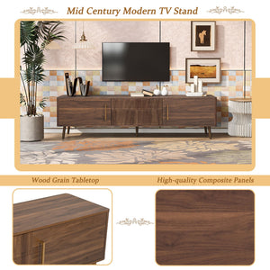 TV Stand With 2 Drawers, Media Console Table For TVs Up To 80'' For Living Room - Walnut