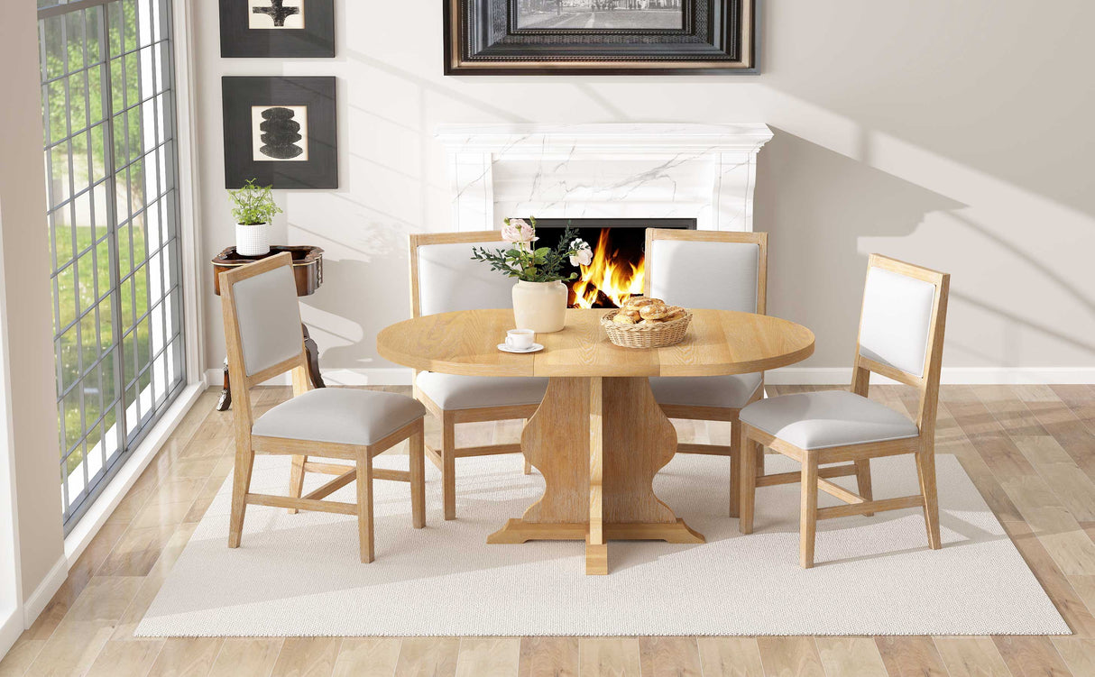 TREXM Farmhouse 5-Piece Dining Table Set