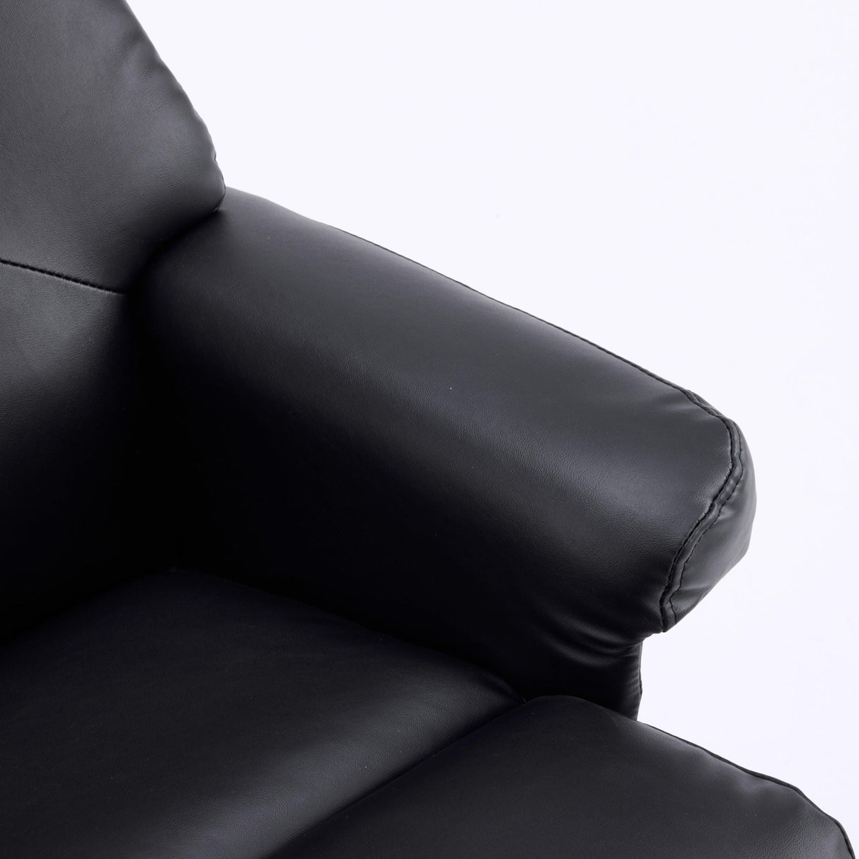 Massage Recliner With Ottoman, 360° Swivel, Heat & Vibration - Black Pu