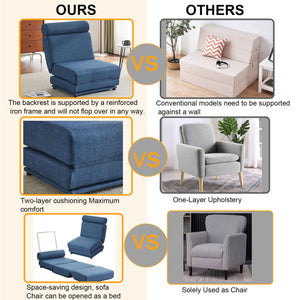 Foldable Single Chair Sofa Bed With Pillow, Easy To Store, Breathable And Wearable