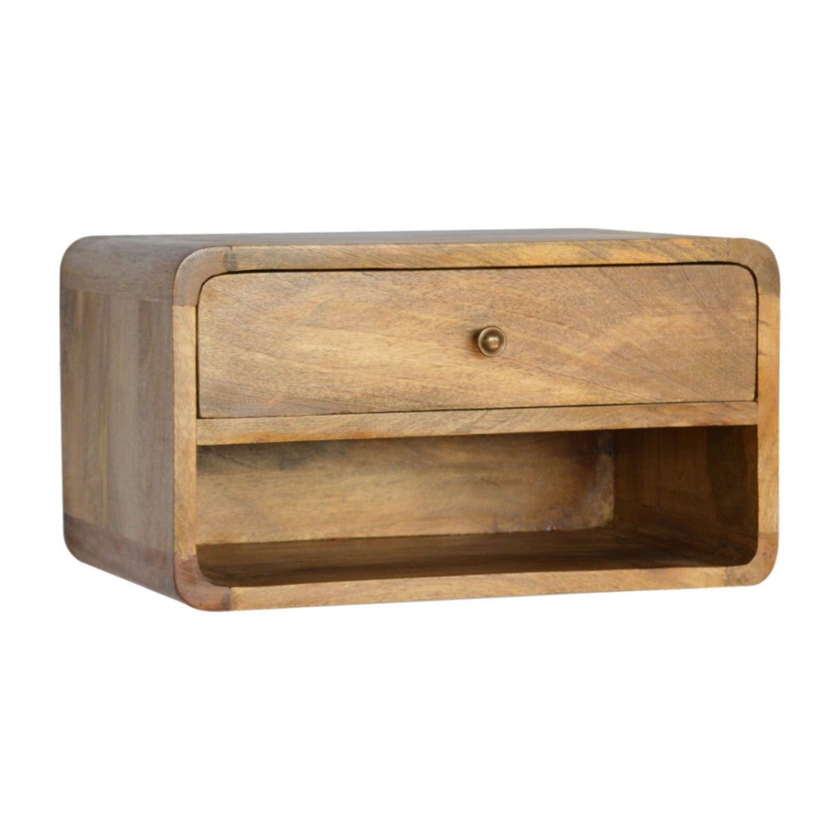 Solid Wood Floating Curve Open Slot Nightstand