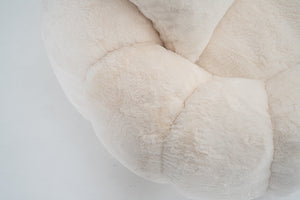 Floral-Shaped Beige Two-Seater Sofa with Ultra-Soft Faux Fur