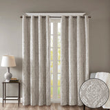 Knitted Jacquard Damask Total Blackout Grommet Top Curtain Panel(Only 1 Pc Panel)
