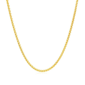 14k Yellow Gold Round Wheat Chain 1.5mm