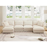 Slipcovered U Shape Sectional Wide and Deep Seat Sofa Couch