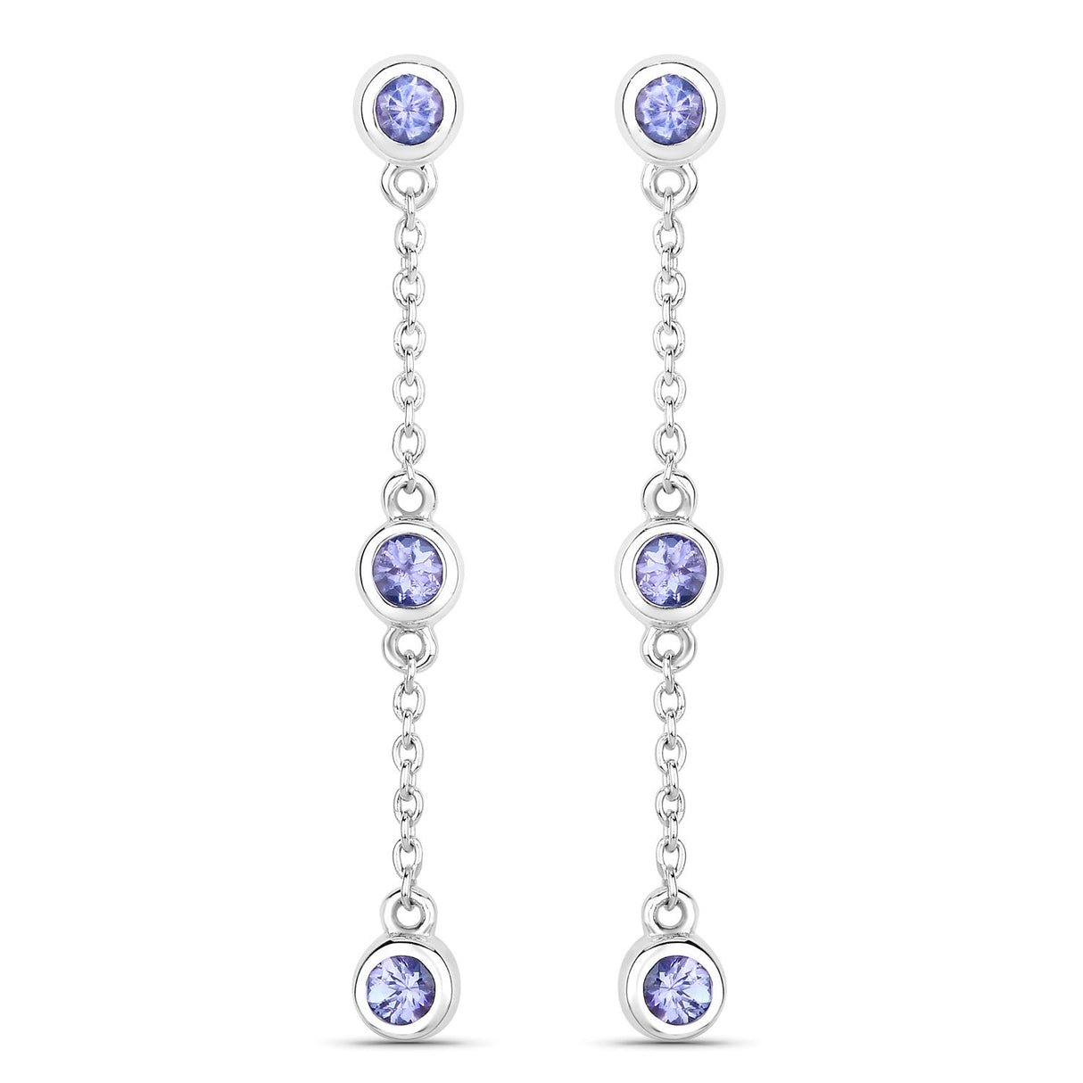 0.60 Carat Genuine Tanzanite .925 Sterling Silver Earrings