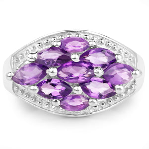 1.91 Carat Genuine  Amethyst .925 Sterling Silver Ring
