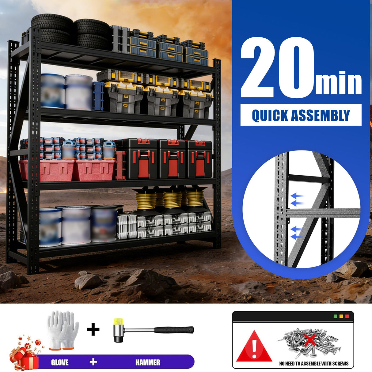 Heavy Duty Metal Adjustable Garage Shelves